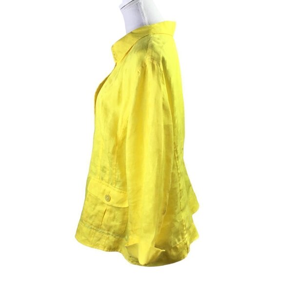 100% Linen Blazer 16W Jones New York Collection Suit Jacket 3/4 Sleeve 3 Button - Picture 5 of 10